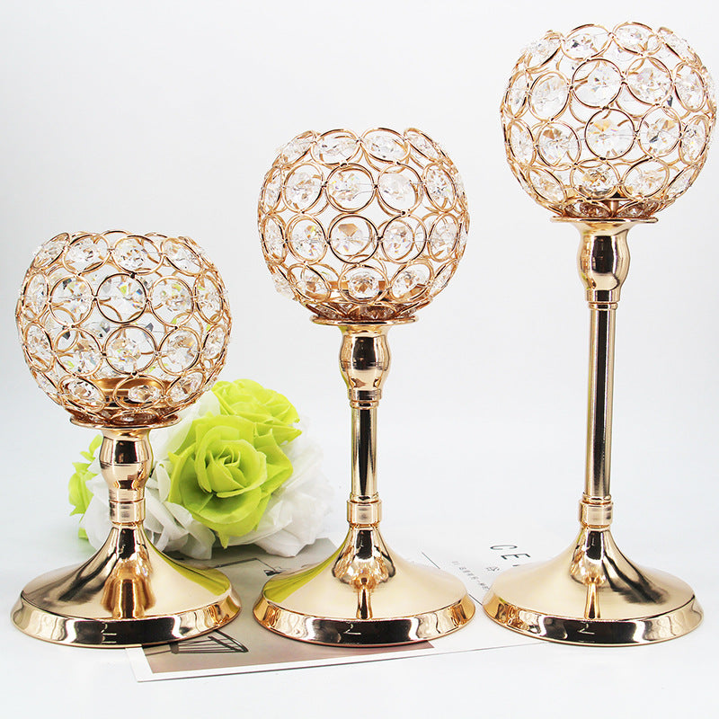 Buy now | radhikaarmaanhomedecor |Golden crystal candle holder 